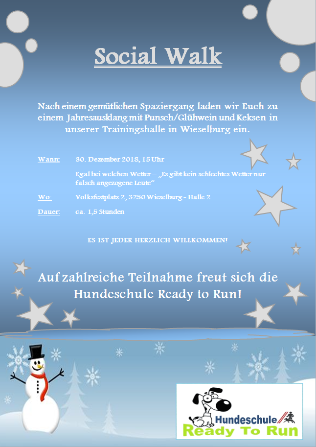Social Walk mit Jahresausklang am 30.12.2018