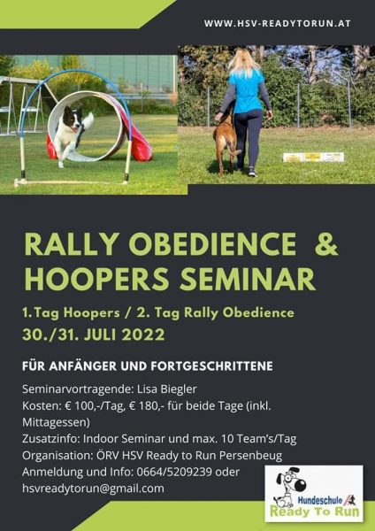 Rally Obedience und Hoopers Seminar 30./31. Juli